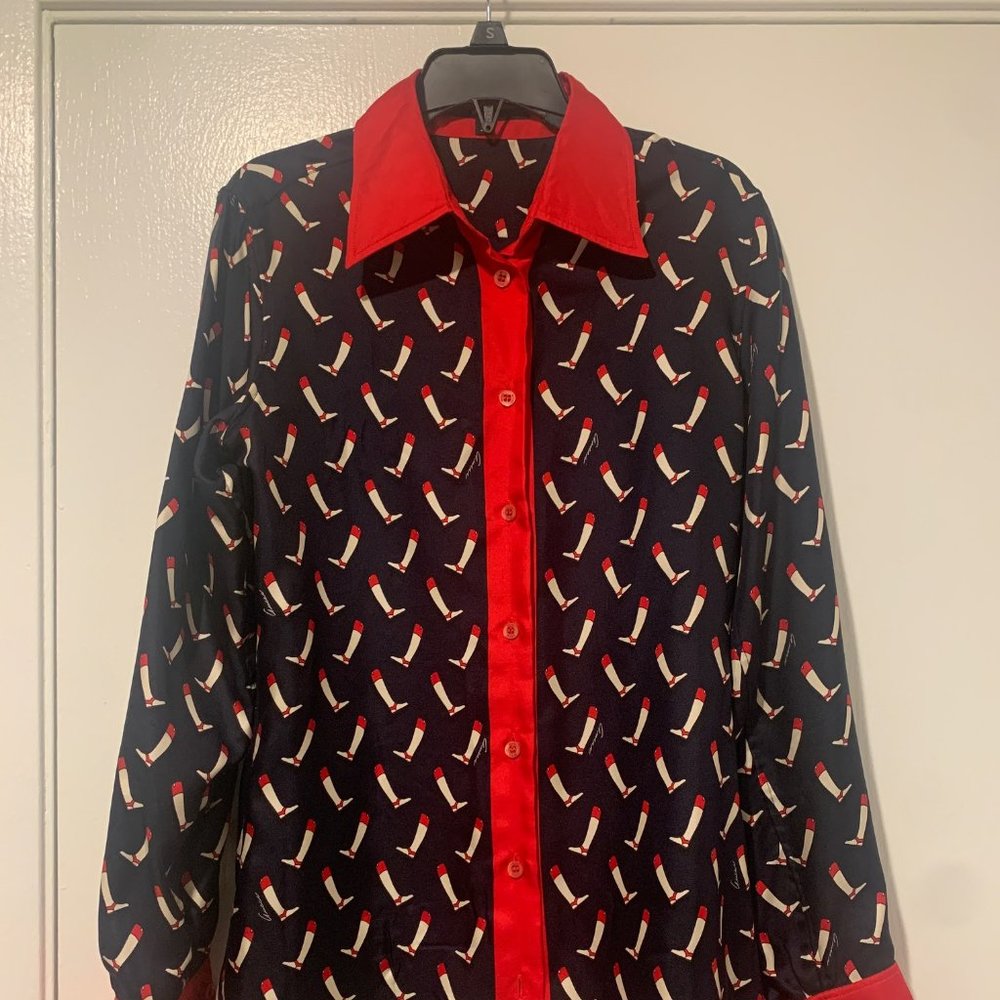 Gucci Women Classic Silk Shirt Blouse Size38 100% Auth